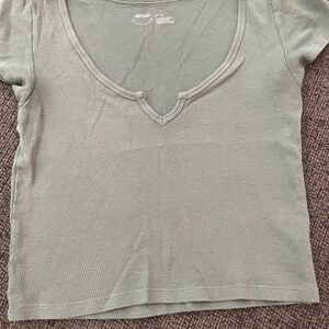 Aerie Green Crop V-Neck T-Shirt